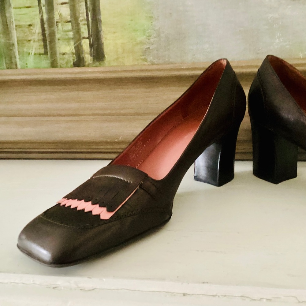 Vtg Etienne Aigner E-Ysabel Brown Square Tow leather pumps women’s 10M Brazil - Picture 10 of 16